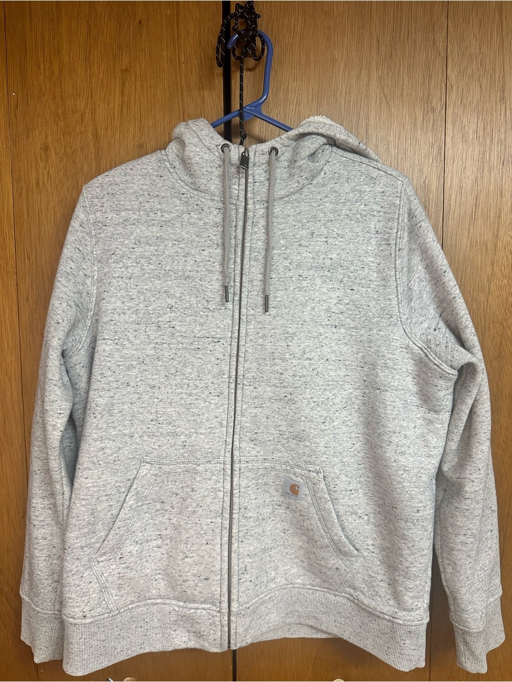 Women’s Carhartt Light Heather Gray Zip-Up Hooded Sweatshirt Large